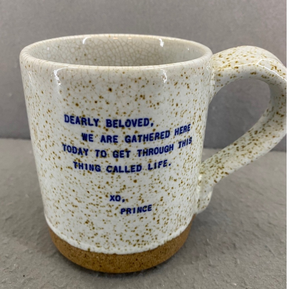 Sugarboo Speckled Ceramic Mug Rustic Pottery Cream Brown Mug Prince quote